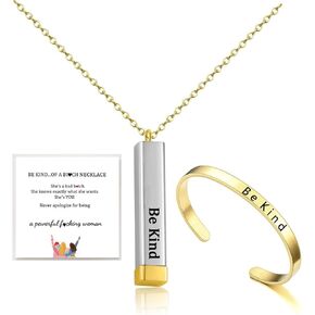 Be Kind Of A B Necklace Bracelet Set for Women Hidden Message Necklace Bracelet Set To Best Friends Sorority Sisters Friendship Gift Jewelry