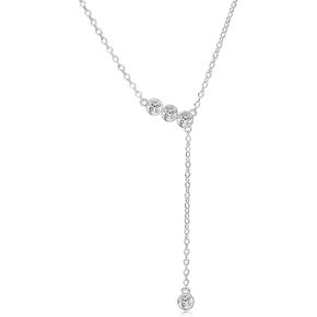 Moissanite Y Lariat Necklace for Women, 925 Sterling Silver 18K White/Yellow Gold Plated Lab Created Diamond Pendant Anniversary Day Valentines Christmas Birthday Gifts for Her, Wife, Mom