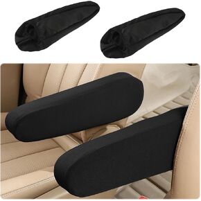 2 PCS Car Armrest Cover Elastic Fabric Car Front Seat Arm Rest Cushion, Universal Replacement Center Console Lid Armrest Cover Skin Protectors Car Interior Accessories for Car SUV Truck and Van(Black)