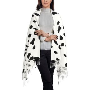 Bagea-Ka Dalmatian Dog Print Scarf Long Shawl Wraps Pashmina for Women Girls with Tassels Soft Warm Cozy