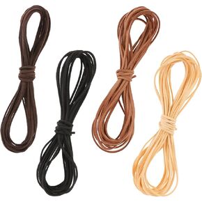 4 Colors Leather Strings for Crafting, 3mm x 5.5 Yard Leather Cords Rope String Suede Cord Leather Crafting Rope Thread for Jewelry Making Necklace Bracelet Art DIY Crafts Beading(Dark Color)