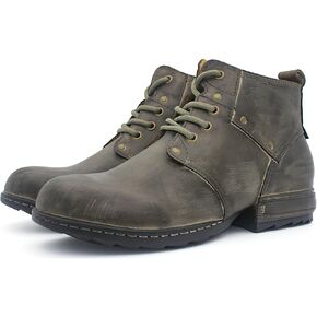 Motorcycle Boots Men Fashion Leather Ankle Chukka Boots Casual Riding Lace up Shoes AF001-3