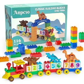 ألعاب Anpcso للأطفال لعمر 2 3 4 5 6 7+ سنوات من الأولاد الصغار مجموعة الطوب الكلاسيكية، الديناصورات، السيارة، الأشكال، البناء، التعلم واللعب، لعبة تعليمية تفاعلية إبداعية DIY متوافقة مع جميع العلامات التجارية الكبرى