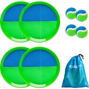 U&C Planet Beach Toys Outdoor Toys for Kids Ages 4-8, Toss and Catch Ball Set Paddle Ball and Catch Game Toys for Kids Adults Yard Lawn Indoor Family Games