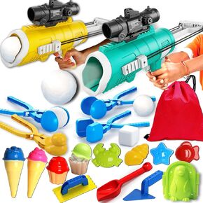 Snow Toys for Kids Outdoor, 19 PCS Snowball Maker Kit, Snowball Blaster Gun Launcher, Snow Ball Duck Makers, Snow Molds for Kids Adults Outdoor with Storage Bag