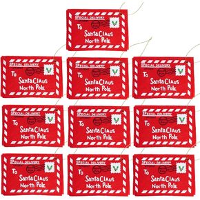 Sucrain 10 pcs Christmas Felt Envelopes Letter to Santa Claus Xmas Candy Gift Embroidered Bag Christmas Tree Ornament (10)