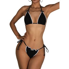 String Thong Bikini Sets Women Two Piece Swimsuit Sexy Triangle Bathing Suit Cheeky Swimwear Halter