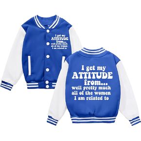 Girls Varsity Jacket Toddler Baseball Jacket Kids Funny Letter Print Long Sleeve Bomber Coat