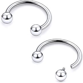 20G 18G 16G 14G 12G 8G 6G 4G 2G ASTM F136 Titanium Internal Thread Horseshoe Septum Ring Jewelry Circular Barbell Helix Snug Tragus Rook Daith Cartilage Earring Lip Ring Piercing Jewelry