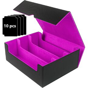 SHTALHST Card Storage Box for Trading Cards 1800+, PU Leather Magnetic Closure Commander Card Deck Case, Single Sleeved Cards Holder Fits for MTG YuGiOh TCG and Sports Cards (Black & Red)