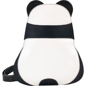 Hide & Play, Panda-Shaped Shoulder Bag, Crossbody Bag, Messenger Bag, Travel Bag for Men and Women, Full Grain Leather, Handmade, Charcoal Black