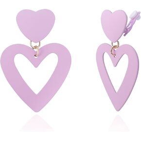 XGALBLA Double Heart Earrings Dangle Heart Drop Earrings For Women Colorful Love Heart Dangle Earrings Heart Shaped Earrings