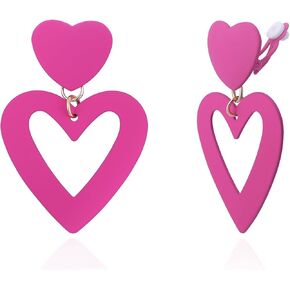 XGALBLA Double Heart Earrings Dangle Heart Drop Earrings For Women Colorful Love Heart Dangle Earrings Heart Shaped Earrings
