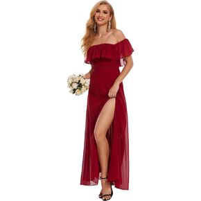 Moss Rose Women's Off The Shoulder Bridesmaid Dresses Side Split Beach Maxi Formal Dress