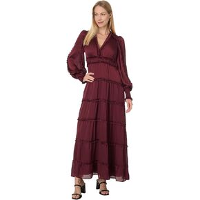 CeCe Women's Plisse Ruffle Maxi Dress