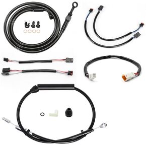 TIGERSGATE 14" Softail Handlebar Extended CAN-Bus & Front Turn Signal Wiring Harness & Brake Line & Clutch Cable & Throttle by Wire (TBW) Kit for 2018-2021 Non-ABS Softail Models, Black