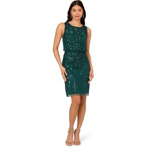 Adrianna Papell Women's Beaded Sheath Short Dress