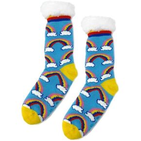 Women's Funny Grippers Slipper Socks, Fuzzy Winter Soft Sherpa Cozy Warm Socks, Cute Fluffy House Socks Gift