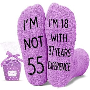HAPPYPOP 55th Birthday Gifts Ideas for Women - Socks for 55 Year Old Woman, 55th Birthday Gifts for Female, 55 Year Old Gifts for Her