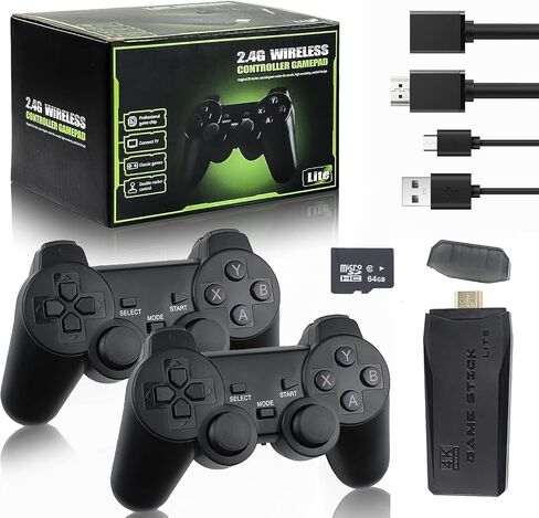 M8 Retro Game-Stick, Revisit Classic Games with Built-in 9 Emulators, 20,000+ Games, 4K HDMI Output, and 2.4GHz Wireless Controller for TV Plug and Play, 64GB in Saudi Arabia