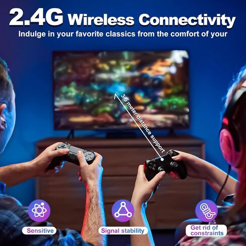 M8 Retro Game-Stick, Revisit Classic Games with Built-in 9 Emulators, 20,000+ Games, 4K HDMI Output, and 2.4GHz Wireless Controller for TV Plug and Play, 64GB in Saudi Arabia