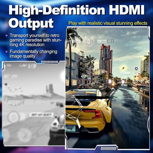 M8 Retro Game-Stick, Revisit Classic Games with Built-in 9 Emulators, 20,000+ Games, 4K HDMI Output, and 2.4GHz Wireless Controller for TV Plug and Play, 64GB in Saudi Arabia