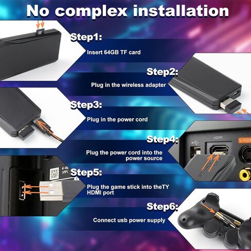 M8 Retro Game-Stick, Revisit Classic Games with Built-in 9 Emulators, 20,000+ Games, 4K HDMI Output, and 2.4GHz Wireless Controller for TV Plug and Play, 64GB in Saudi Arabia