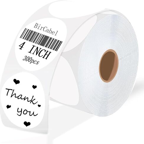 4 Inch Large White Circle Thermal Sticker Labels, Self-Adhesive Round Inventory Labels, Multi-Purpose Roll Thermal Stickers for Business and Domestic Use-300 Labels/Roll in Kuwait