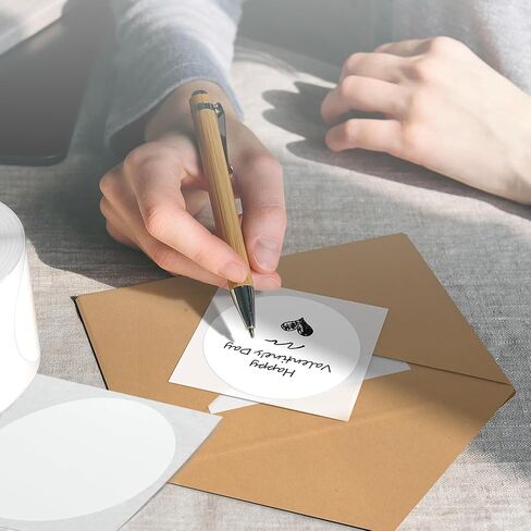 4 Inch Large White Circle Thermal Sticker Labels, Self-Adhesive Round Inventory Labels, Multi-Purpose Roll Thermal Stickers for Business and Domestic Use-300 Labels/Roll in Kuwait