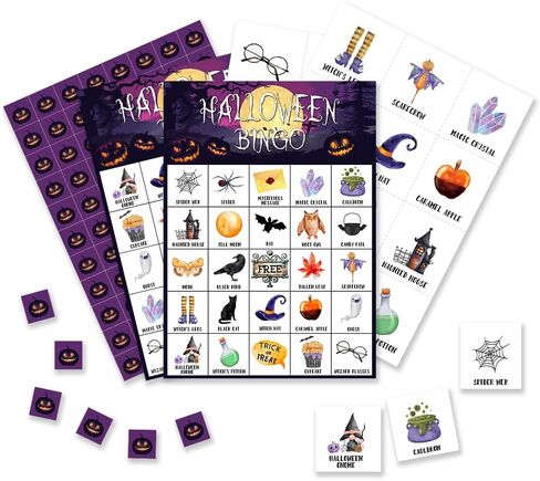 Halloween Bingo Cards, Halloween Bingo Games for 24 Players, Halloween Games for Family Friends Large Group Activities, Halloween Party Favors Supplies Decorations(14) in Kuwait