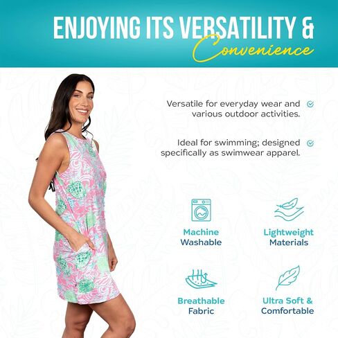 Banana Boat UPF 50+ Women's Sleeveless Printed Tank Dress Beach Cover Up Floral Dress |Sun Dress | Swimsuit Coverup for Women in Saudi Arabia