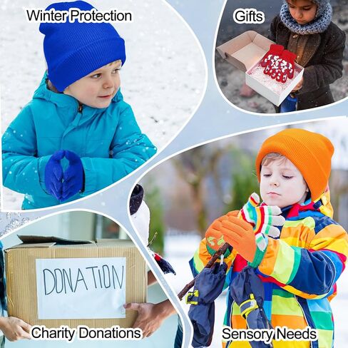 JaGely 20 Pcs Kids Winter Hats and Gloves Bulk Beanie Gloves for 4-7 Kids Gloves for Boys Children Kids Toddler Girls Gift in Kuwait