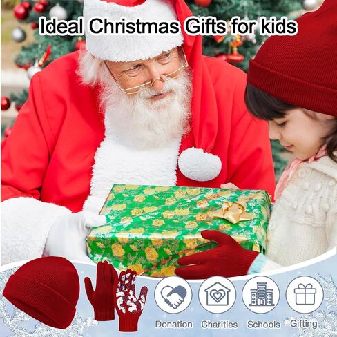 JaGely 20 Pcs Kids Winter Hats and Gloves Bulk Beanie Gloves for 4-7 Kids Gloves for Boys Children Kids Toddler Girls Gift in Kuwait