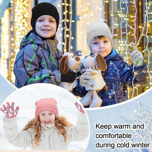 JaGely 20 Pcs Kids Winter Hats and Gloves Bulk Beanie Gloves for 4-7 Kids Gloves for Boys Children Kids Toddler Girls Gift in Kuwait