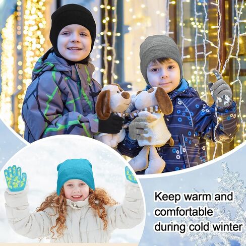 JaGely 20 Pcs Kids Winter Hats and Gloves Bulk Beanie Gloves for 4-7 Kids Gloves for Boys Children Kids Toddler Girls Gift in Kuwait