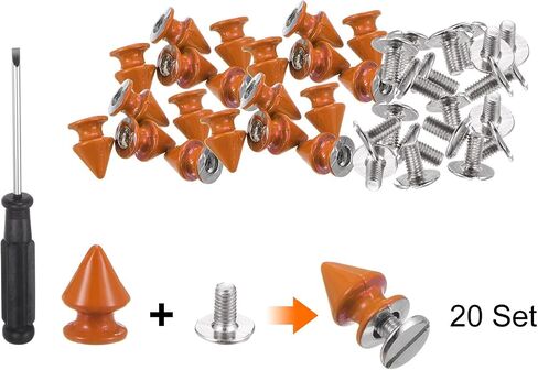 HARFINGTON 20 Set Metal Tree Spikes and Studs 12mm 15/32" Screw Back Metallic Alloy Rivets Punk Cone Spikes for DIY Leathercraft Decoration Belts Clothing Accessories, Fluorescent Green in Saudi Arabia