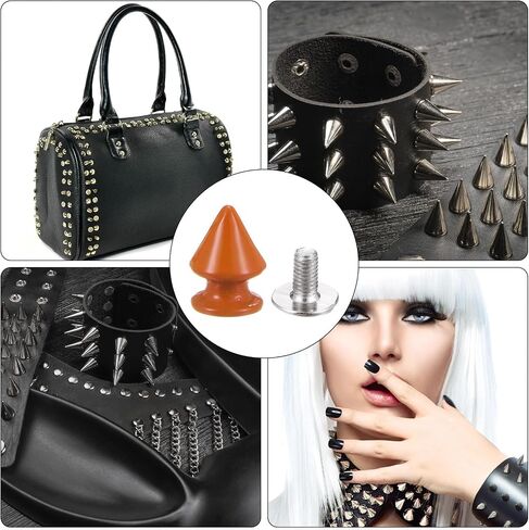 HARFINGTON 20 Set Metal Tree Spikes and Studs 12mm 15/32" Screw Back Metallic Alloy Rivets Punk Cone Spikes for DIY Leathercraft Decoration Belts Clothing Accessories, Fluorescent Green in Saudi Arabia