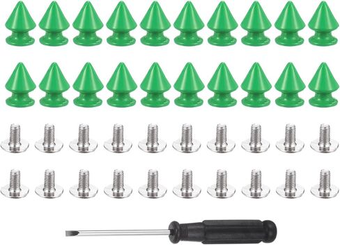 HARFINGTON 20 Set Metal Tree Spikes and Studs 12mm 15/32" Screw Back Metallic Alloy Rivets Punk Cone Spikes for DIY Leathercraft Decoration Belts Clothing Accessories, Fluorescent Green in Saudi Arabia