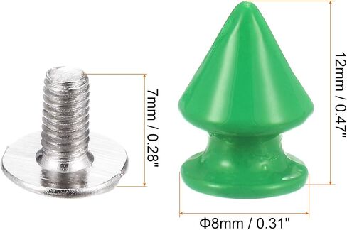 HARFINGTON 20 Set Metal Tree Spikes and Studs 12mm 15/32" Screw Back Metallic Alloy Rivets Punk Cone Spikes for DIY Leathercraft Decoration Belts Clothing Accessories, Fluorescent Green in Saudi Arabia