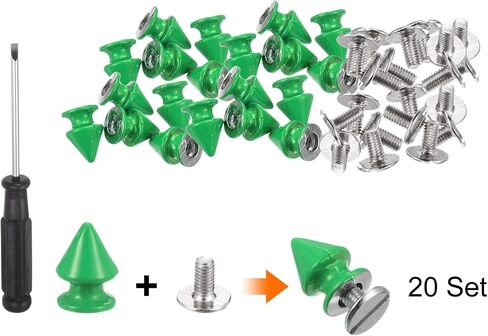 HARFINGTON 20 Set Metal Tree Spikes and Studs 12mm 15/32" Screw Back Metallic Alloy Rivets Punk Cone Spikes for DIY Leathercraft Decoration Belts Clothing Accessories, Fluorescent Green in Saudi Arabia