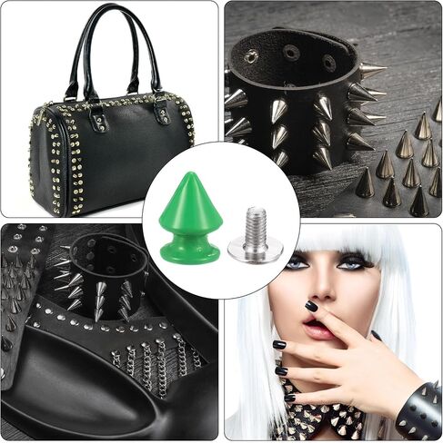 HARFINGTON 20 Set Metal Tree Spikes and Studs 12mm 15/32" Screw Back Metallic Alloy Rivets Punk Cone Spikes for DIY Leathercraft Decoration Belts Clothing Accessories, Fluorescent Green in Saudi Arabia