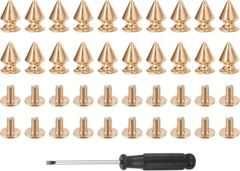 HARFINGTON 20 Set Metal Tree Spikes and Studs 12mm 15/32" Screw Back Metallic Alloy Rivets Punk Cone Spikes for DIY Leathercraft Decoration Belts Clothing Accessories, Fluorescent Green in Saudi Arabia