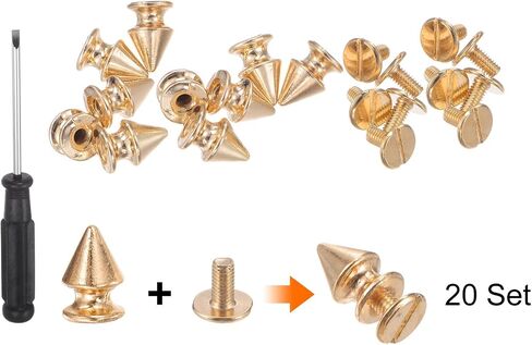 HARFINGTON 20 Set Metal Tree Spikes and Studs 12mm 15/32" Screw Back Metallic Alloy Rivets Punk Cone Spikes for DIY Leathercraft Decoration Belts Clothing Accessories, Fluorescent Green in Saudi Arabia