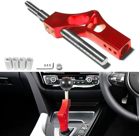 Red Manual Shifter Extension M12*1.25, Adjustable Height Shift Knob Extender M10*1.5 Aluminum Gear Shift Knob Extension with 4 Adapters for Most Manual Vehicle Shifter Rod Like Honda Acura in Saudi Arabia