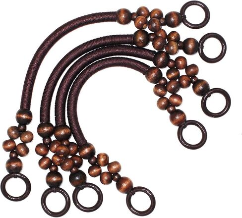 Model Worker 4PCS Wood Beaded Rope Bag Purse Straps Handles U-Shaped Handles Replacement for Handmade Bag Handbags Purse Handles (Coffee) in Kuwait