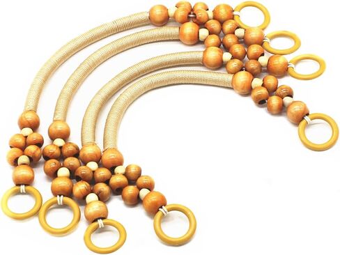 Model Worker 4PCS Wood Beaded Rope Bag Purse Straps Handles U-Shaped Handles Replacement for Handmade Bag Handbags Purse Handles (Coffee) in Kuwait