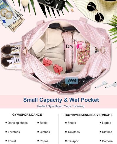 Weekend Bags for Women Travel - Duffel Bag with Cosmetics Bag,Overnight Bag for Women with Shoe Compartment,Carry On Gym Bag with Wet Pocket Business Trips Sports Hospital Bags in Saudi Arabia