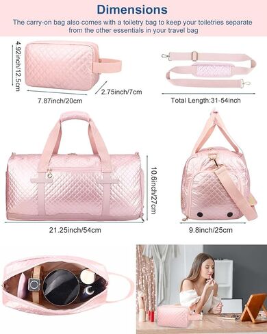 Weekend Bags for Women Travel - Duffel Bag with Cosmetics Bag,Overnight Bag for Women with Shoe Compartment,Carry On Gym Bag with Wet Pocket Business Trips Sports Hospital Bags in Saudi Arabia