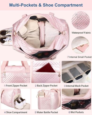 Weekend Bags for Women Travel - Duffel Bag with Cosmetics Bag,Overnight Bag for Women with Shoe Compartment,Carry On Gym Bag with Wet Pocket Business Trips Sports Hospital Bags in Saudi Arabia