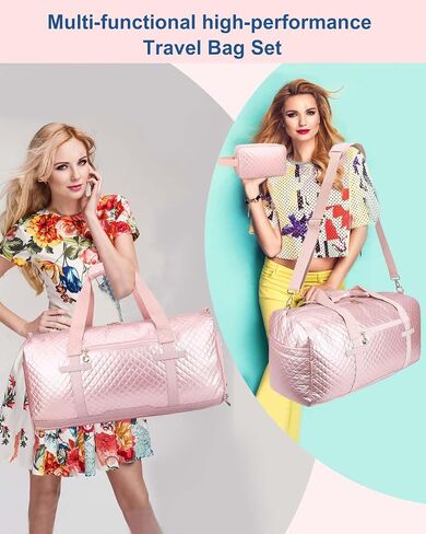 Weekend Bags for Women Travel - Duffel Bag with Cosmetics Bag,Overnight Bag for Women with Shoe Compartment,Carry On Gym Bag with Wet Pocket Business Trips Sports Hospital Bags in Saudi Arabia